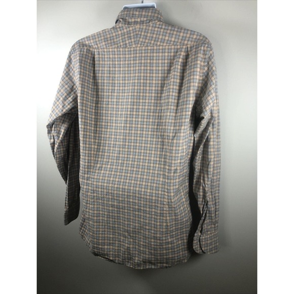 Proper Cloth Men's Button Down Shirt Size Medium Tan And Gray Plaid Cotton L/S - Picture 8 of 15